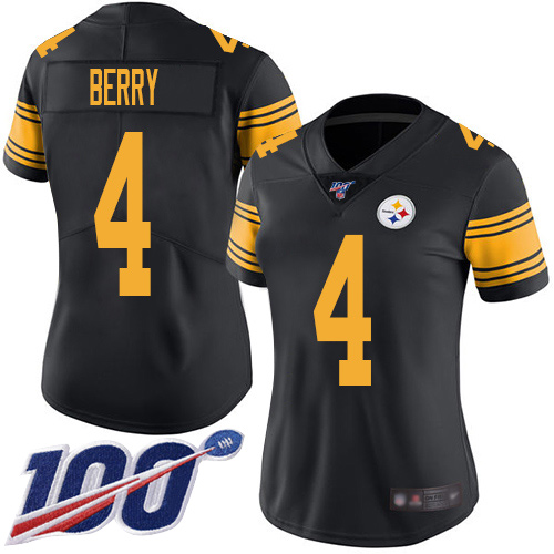 Women Pittsburgh Steelers Football #4 Limited Black Jordan Berry 100th Season Rush Vapor Untouchable Nike NFL Jersey